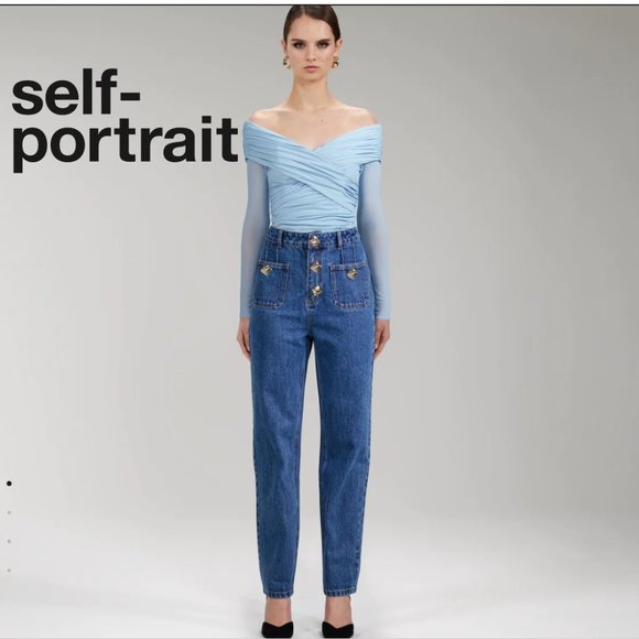 Self-Portrait Tops - Self-Portrait Crossover Jersey Off the Shoulder Top nwt
